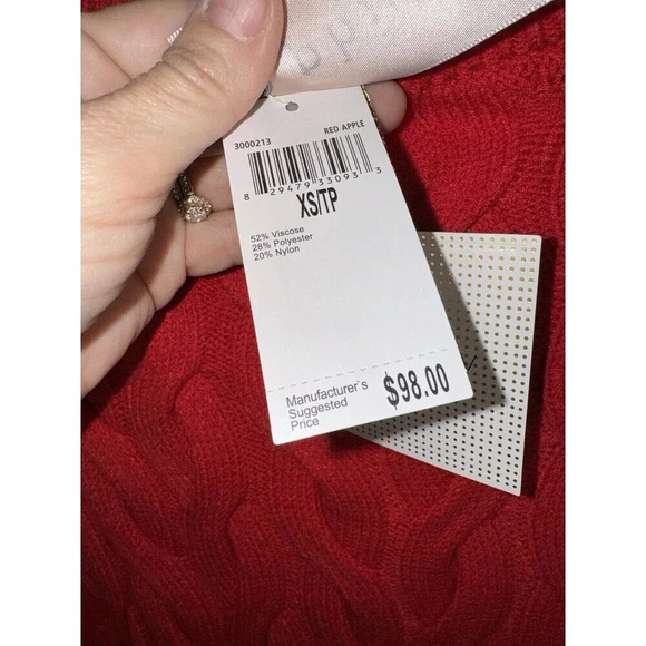 NEW Philosophy Womens Sweater Plus Size XS RED Viscose Blend Chunky Knit Crew - Picture 5 of 10